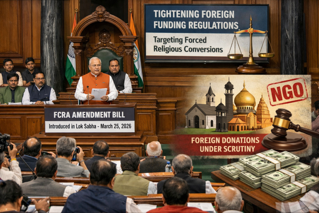 FCRA amendment bill 2026 tightens rules on foreign funding and religious conversion
