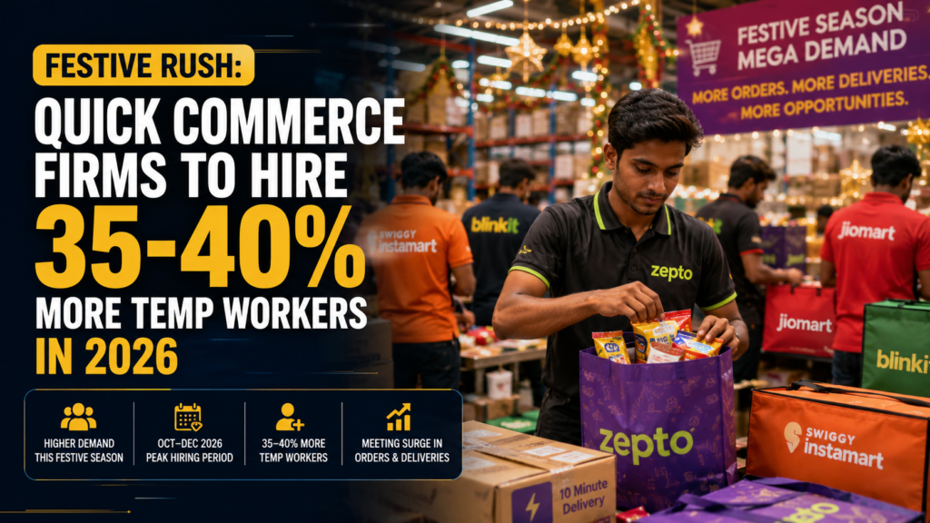 Festive rush: Quick commerce firms to hire 35-40% more temp workers in 2026